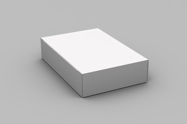 Maqueta de caja de cartón blanco para la marca del producto sobre fondo limpio Ilustración 3D