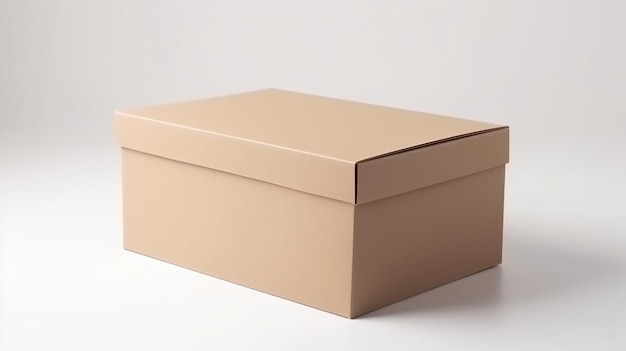 Maqueta de caja de cartón en blanco marrón sobre fondo blanco IA generativa