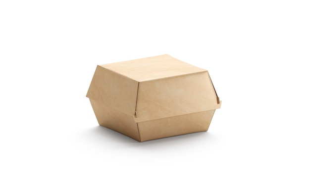 Maqueta de caja de hamburguesa artesanal en blanco aislada Maqueta de contenedor de cartón vacío para hamburguesa y sándwich