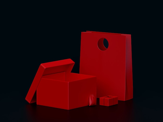 Maqueta de caja de regalo roja