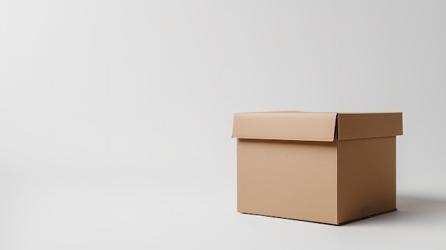 Una maqueta de cajas de cartón en una superficie blanca con espacio para texto o producto IA generativa