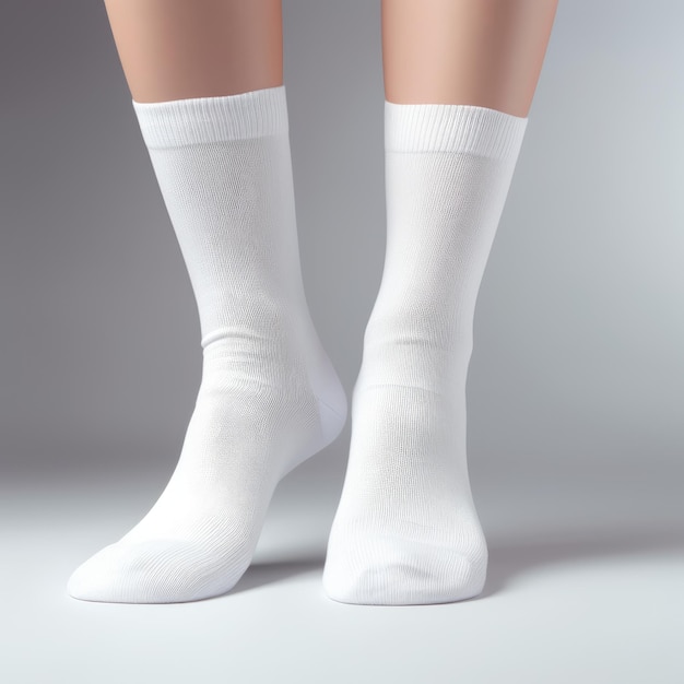 maqueta de calcetines blancos de una persona con calcetines blancos