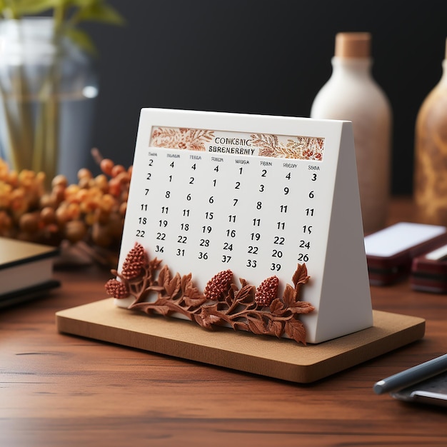 maqueta de calendario de escritorio fondo liso