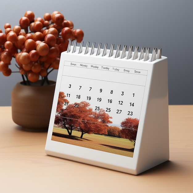 maqueta de calendario de escritorio fondo liso