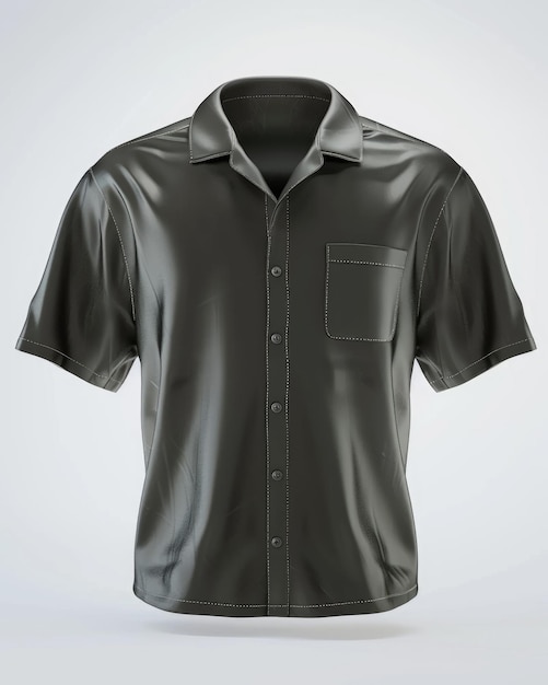 Foto maqueta de camisa de campamento de manga corta en fondo en blanco ilustración renderizada en 3d para el negocio de la ropa