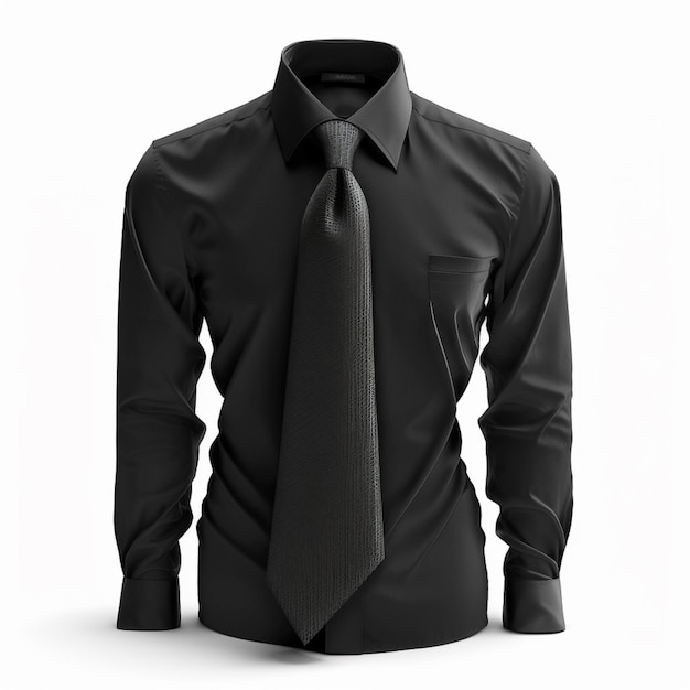 maqueta de camisa negra con corbata