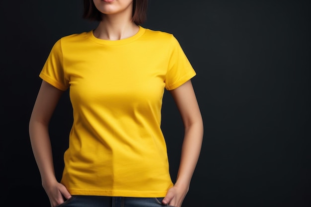 Maqueta de camiseta amarilla femenina Generate Ai