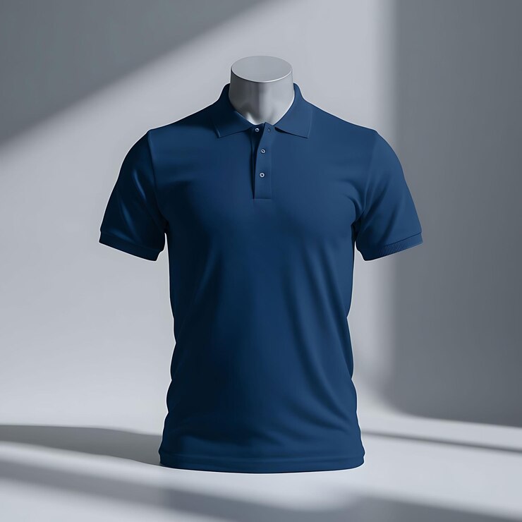 Maqueta de camiseta azul premium de alta calidad plantilla de tee en blanco para marca y diseño