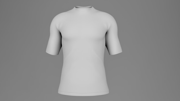 Maqueta de camiseta blanca en blanco, 3D, vista frontal