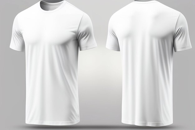 Maqueta de camiseta blanca en blanco en la parte delantera y trasera con maqueta de logotipo de camiseta aislada sobre fondo blanco