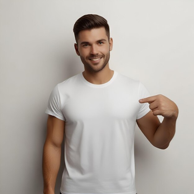 Maqueta de camiseta blanca Diseno limpio y simple en el modelo Foto Premium