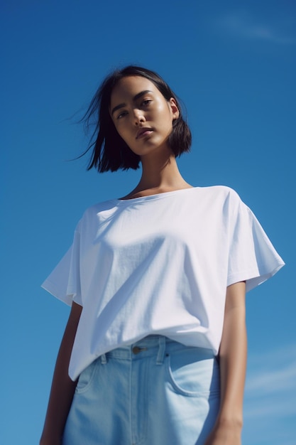 maqueta de camiseta blanca de mujer