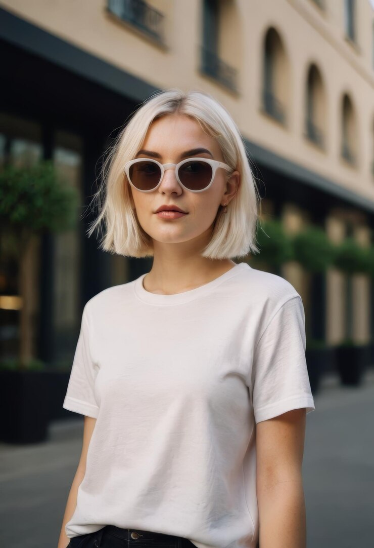 Maqueta de camiseta blanca de mujer