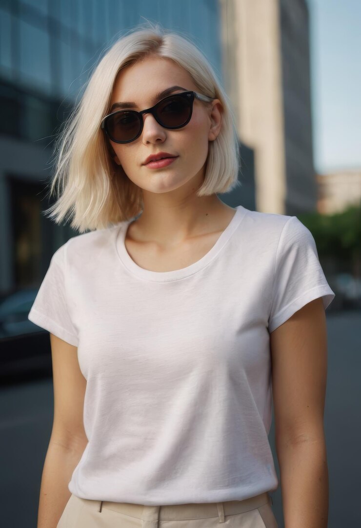 Maqueta de camiseta blanca de mujer