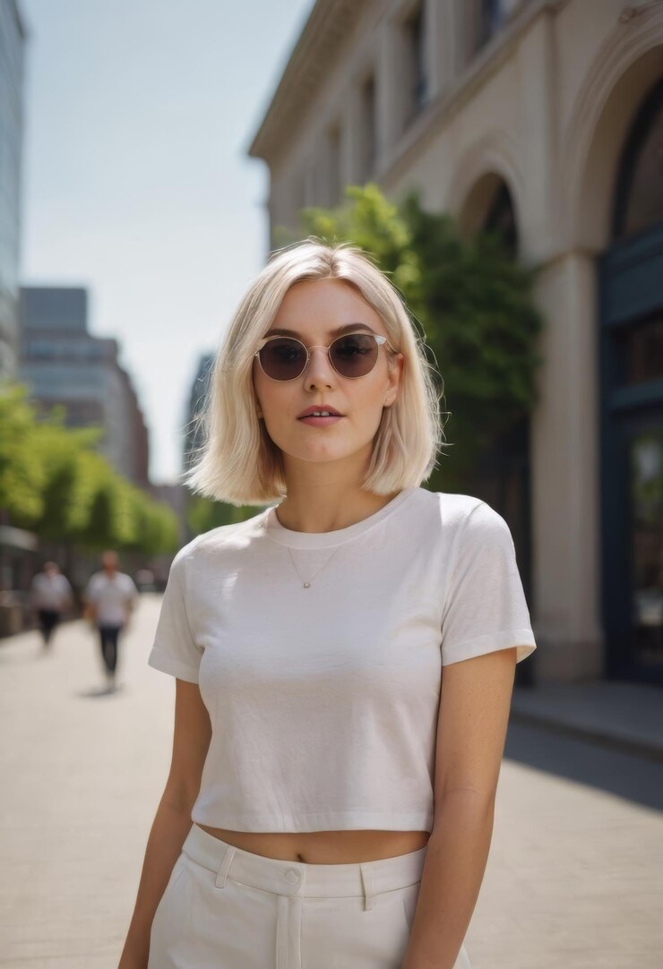 Maqueta de camiseta blanca de mujer