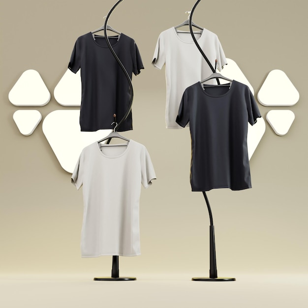 Maqueta de camiseta blanca y negra gratis con fondo colorido de moda y lujo