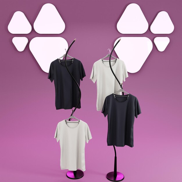 Maqueta de camiseta blanca y negra gratis con fondo colorido de moda y lujo