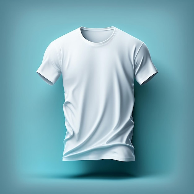 Maqueta de camiseta blanca sobre fondo azul ai generativo
