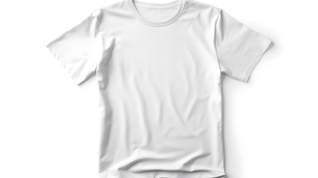 Maqueta de camiseta blanca sobre fondo blanco con copyspace