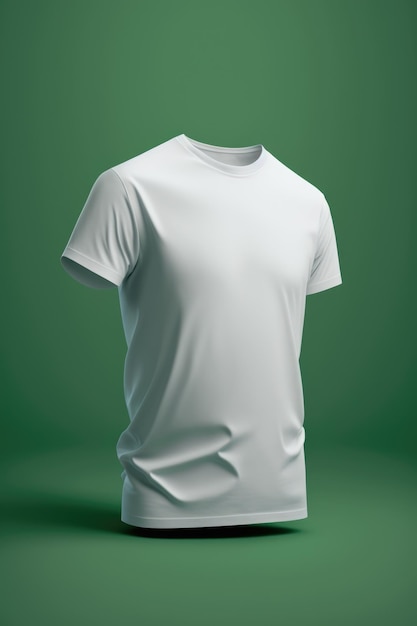 Maqueta de camiseta Camiseta blanca masculina en blanco sobre fondo verde