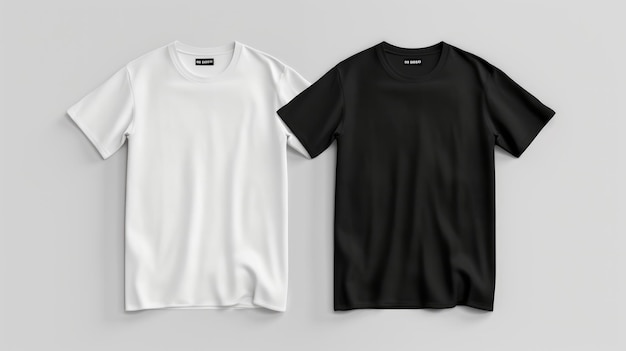 Foto maqueta de camiseta camiseta negra y blanca plantilla de ropa en blanco