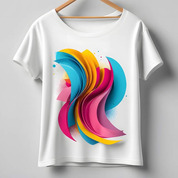 Maqueta de camiseta con diseño abstracto colorido