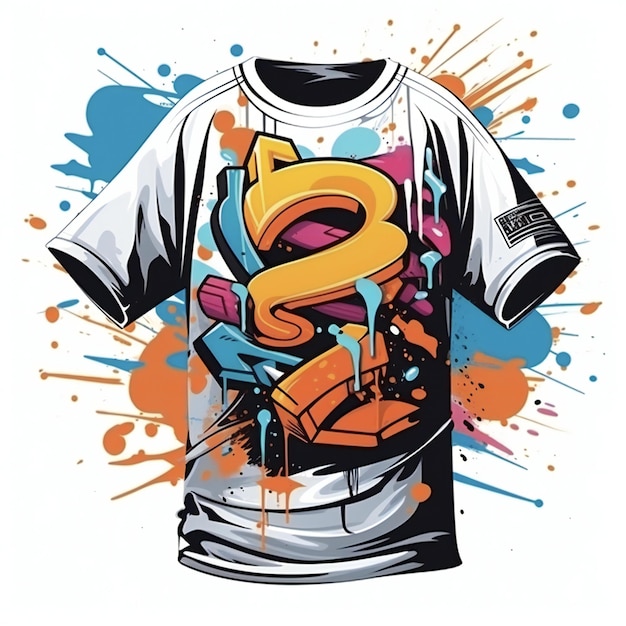 Maqueta de camiseta de estilo graffiti realista con fondo blanco