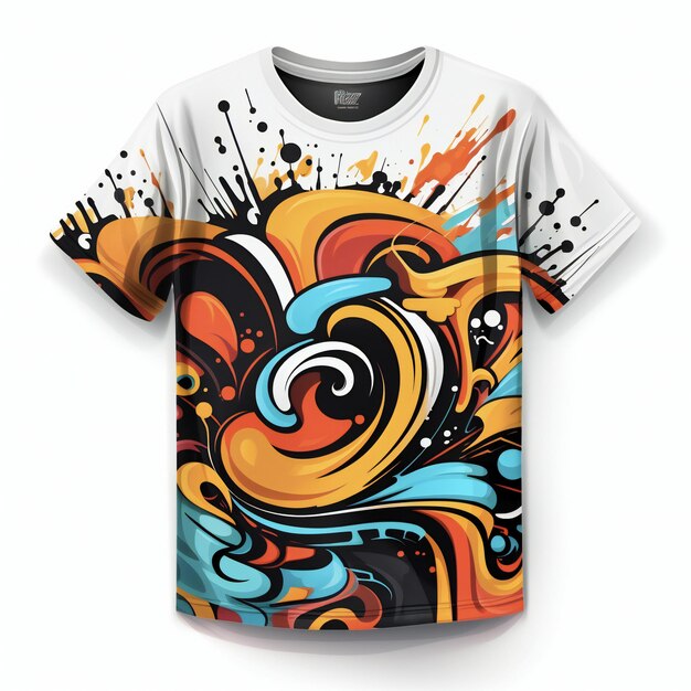 Maqueta de camiseta de estilo graffiti realista con fondo blanco