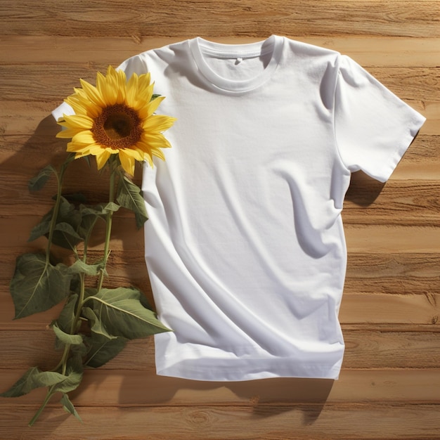 Maqueta de camiseta con girasol