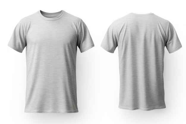 Maqueta de camiseta gris para hombres vista delantera y trasera