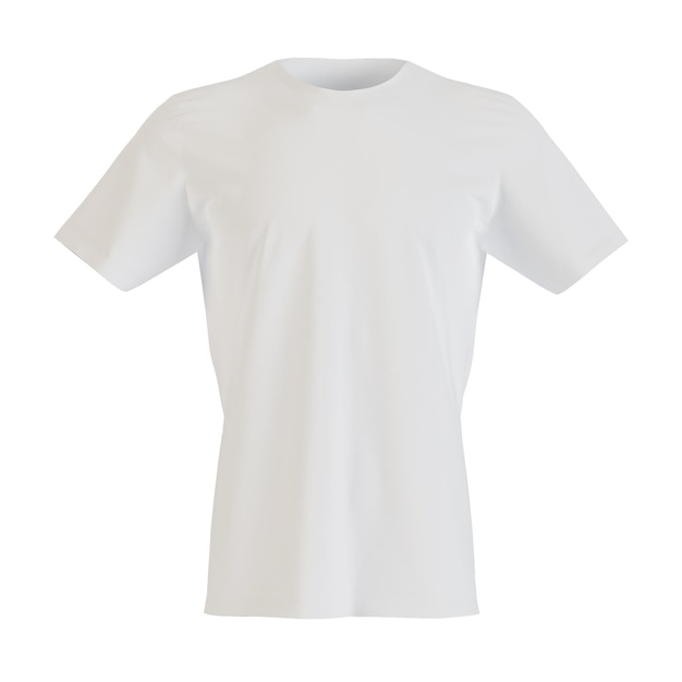 Maqueta de camiseta de hombre con mangas cortas sobre un fondo blanco. Representación 3D.