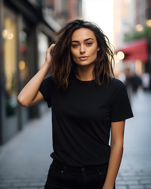 Maqueta de camiseta de modelo femenino