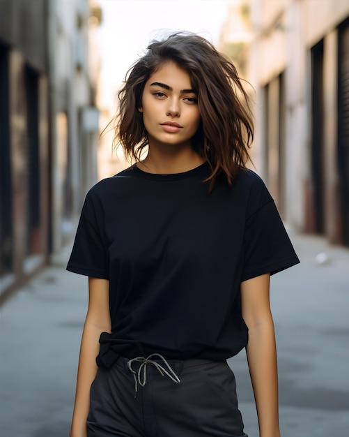 Maqueta de camiseta de modelo femenino