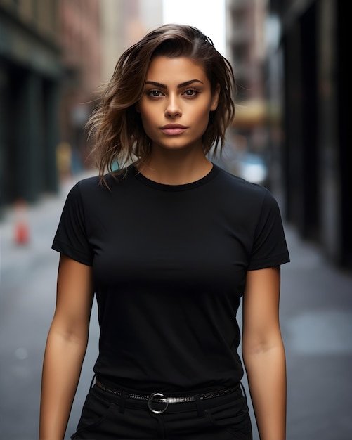 Maqueta de camiseta de modelo femenino