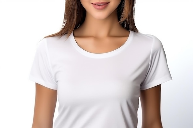 Foto maqueta de camiseta de mujer con blanco creada con ia generativa