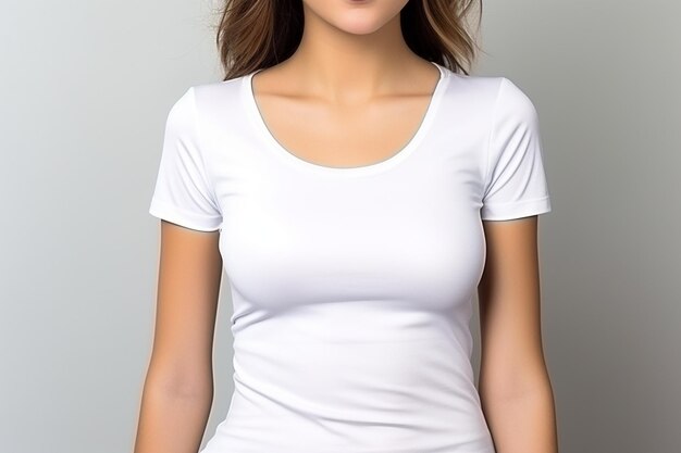 Maqueta de camiseta de mujer con blanco creada con IA generativa