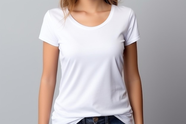 Maqueta de camiseta de mujer con blanco creada con IA generativa