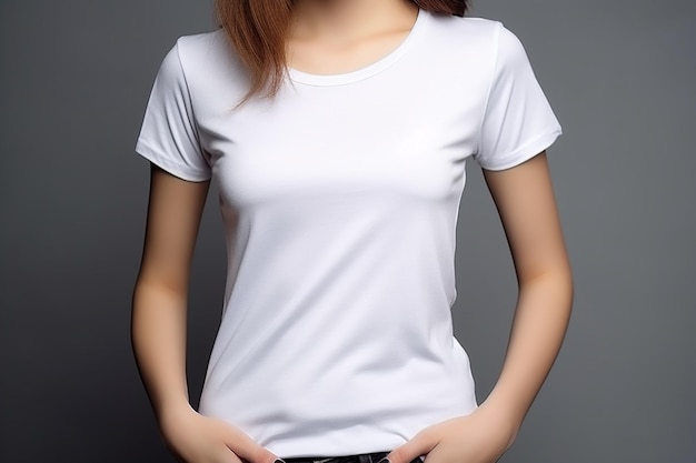 Maqueta de camiseta de mujer con blanco creada con IA generativa