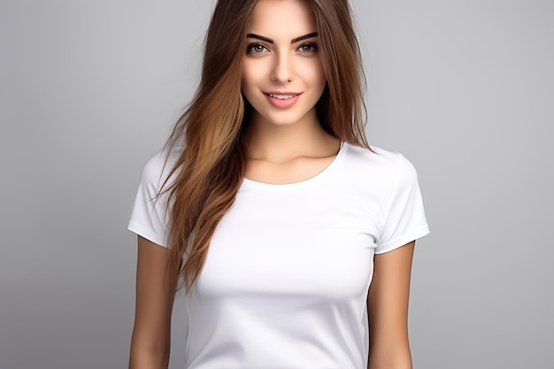 Maqueta de camiseta de mujer con blanco creada con IA generativa