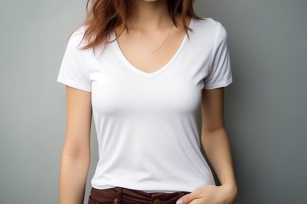 Maqueta de camiseta de mujer con blanco creada con IA generativa