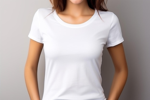 Maqueta de camiseta de mujer con blanco creada con IA generativa