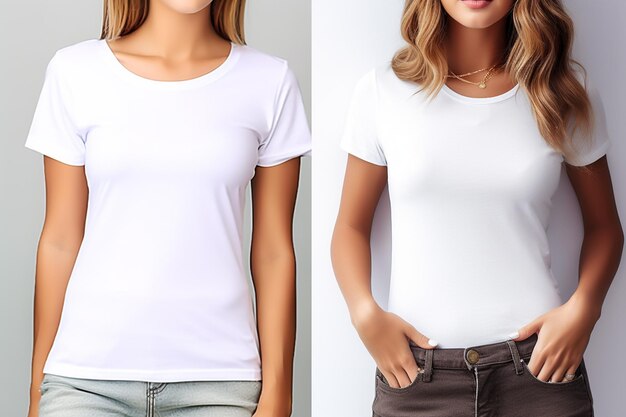 Foto maqueta de camiseta de mujer con blanco creada con ia generativa