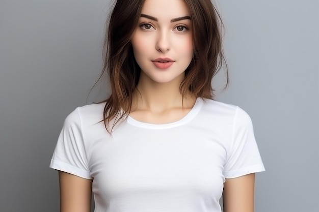 Maqueta de camiseta de mujer con blanco creada con IA generativa