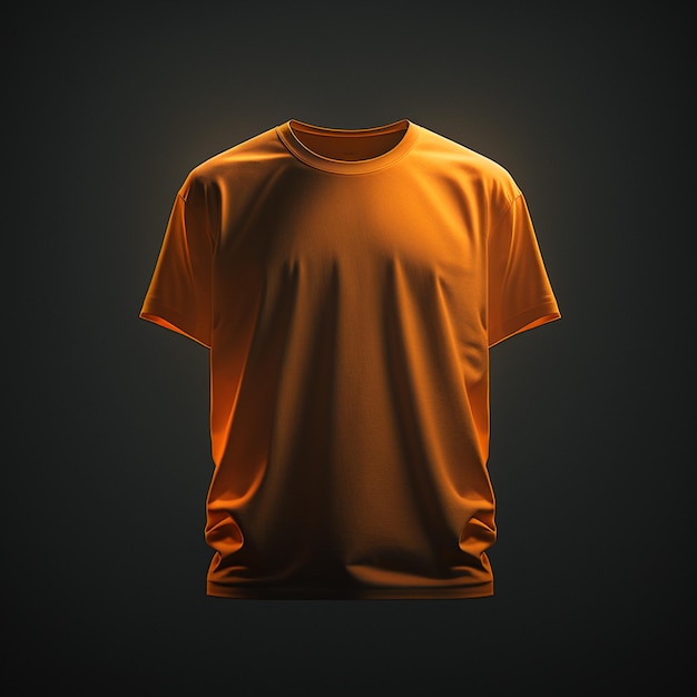 Maqueta de camiseta naranja en blancoprimer plano camiseta naranja sobre fondo oscuro ai generativo