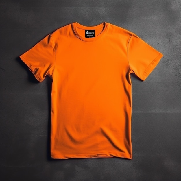 Maqueta de camiseta naranja sobre fondo liso dinámico Conjunto de maqueta de camiseta Frente de maqueta de camiseta naranja