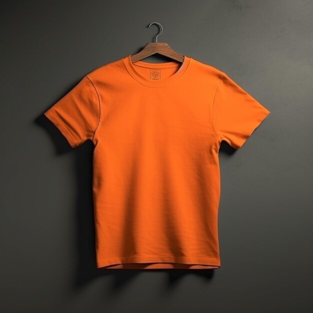 Maqueta de camiseta naranja sobre fondo liso dinámico Conjunto de maqueta de camiseta Frente de maqueta de camiseta naranja