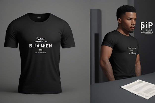 Maqueta de camiseta negra simple para hombre en PSD