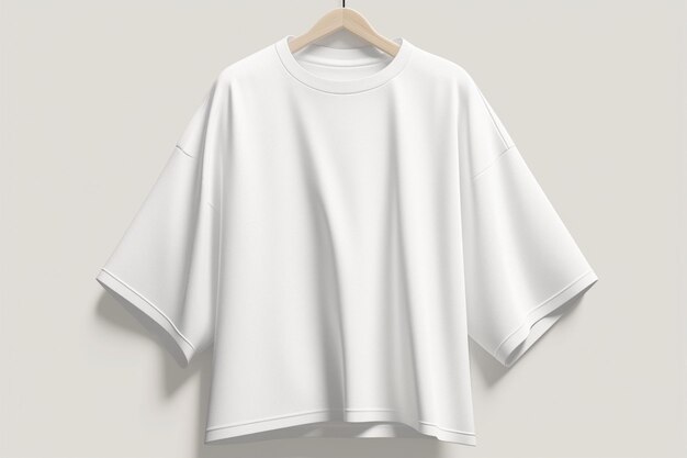Maqueta de camiseta en una percha aislada sobre un fondo blanco