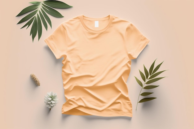 Maqueta de camiseta polo naranja claro en blanco generada por IA