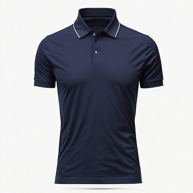 Maqueta de camiseta polo sólida con cuello azul marino para hombre